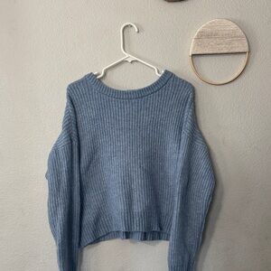 American Eagle Outfitters Ribbed Knit Sweater in Soft Blue